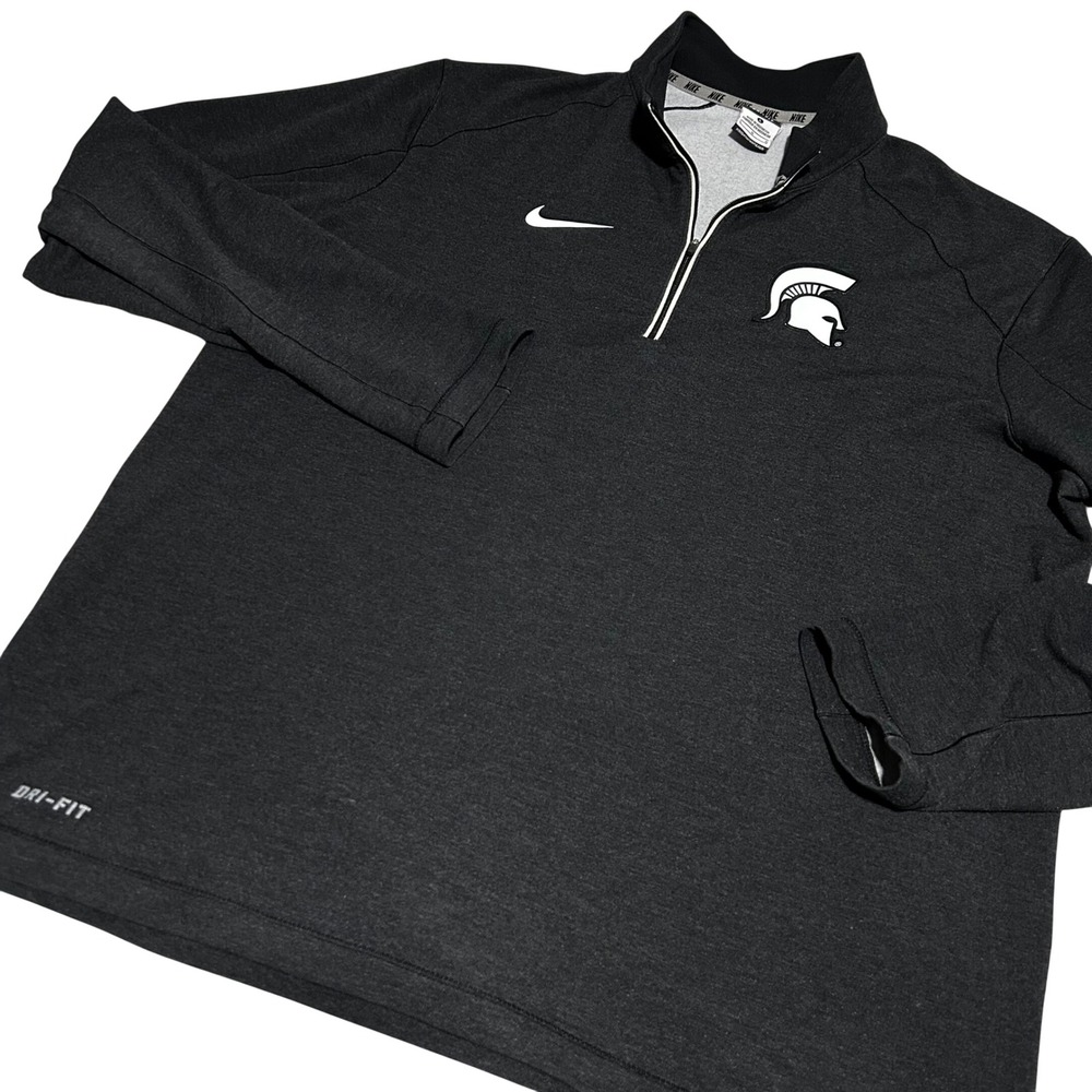 Nike Quarter Zip Pullover Mens Large Gray Michigan State Spartans Dri-FIT